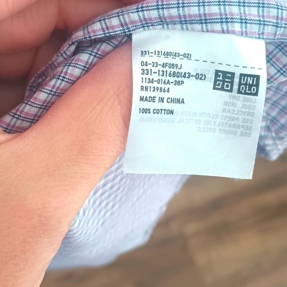 Uniqlo plaid cotton button down shirt slim fit size M - Picture 4 of 8